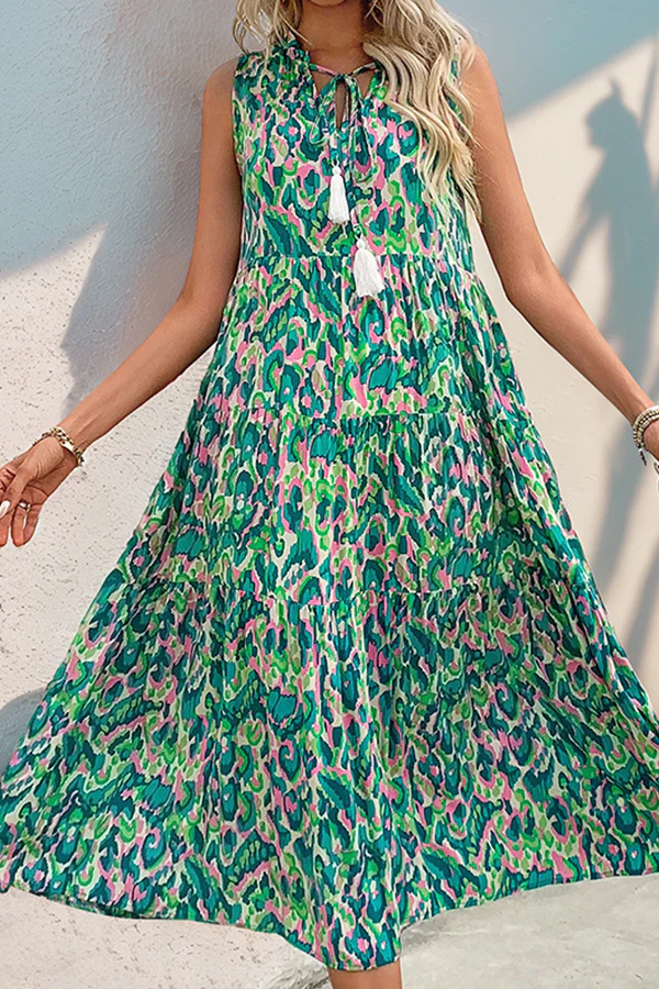 Bohemia Floral Print Fashion Midi Dress